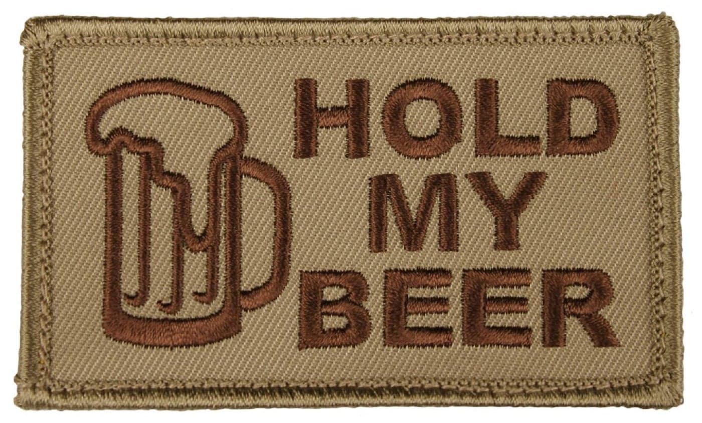 EAGLE CREST Hold My Beer 2 inch x 35 inch Coyote Brown Hook Loop 2 Piece Embroidered Patch OD Green 2 inchx35 inch 74176