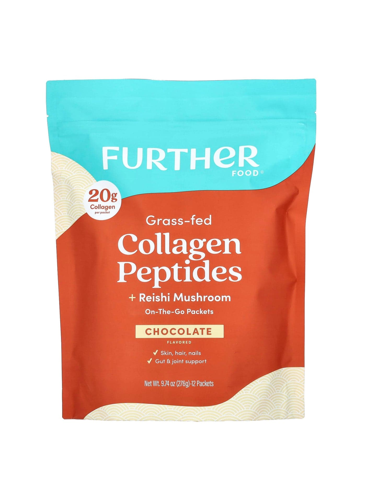 Grass-Fed Collagen Peptides + Reishi Mushroom, Chocolate, 12 Packets, 0.81 oz (23 g) Each
