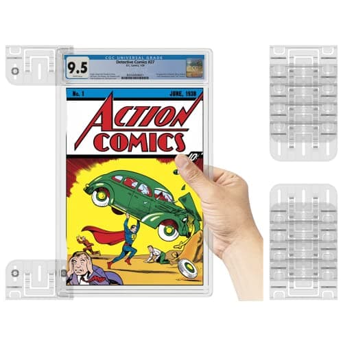 Comic Book Wall Display 5 Pack Comic Book Display Shelf Slab Wall Mount Kit Heavy Duty Comics Books Case Frame Holder Clear Color 10 Pieces Hold 5 Slabs Comics and Cases Not Included