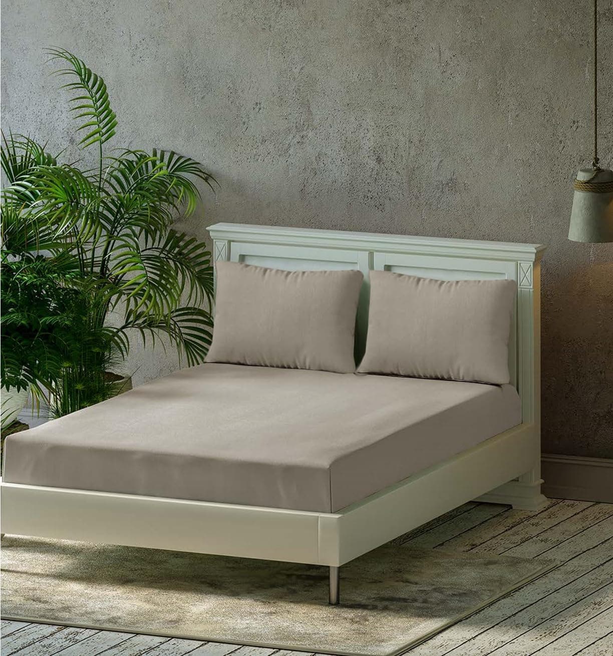 Trance Home Linen 300 TC Pure 100% Cotton | Soft Skin Safe | Breathable Queen Size Flat Bedsheets | All Season Soft Fabric | Double Bedsheet Set with 2 Pillow Covers (104x86 Inches Mocha)