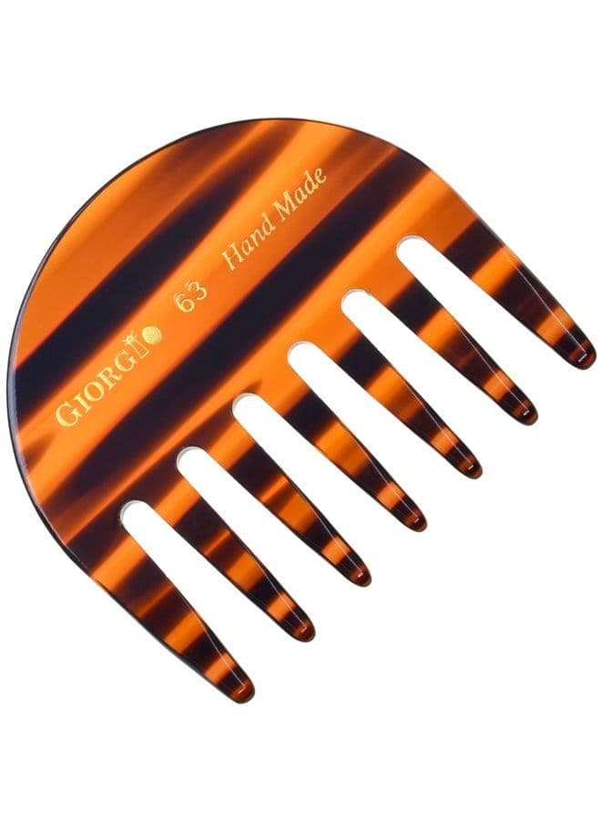 Giorgio G63 Small Travel Purse Hair Detangling Comb, Pocket Wide Tooth Comb for Curly Hair, Thick Wavy. Hair Detangler Comb For Wet and Dry Everyday Care. Handmade of Cellulose, Saw-Cut Hand Polished