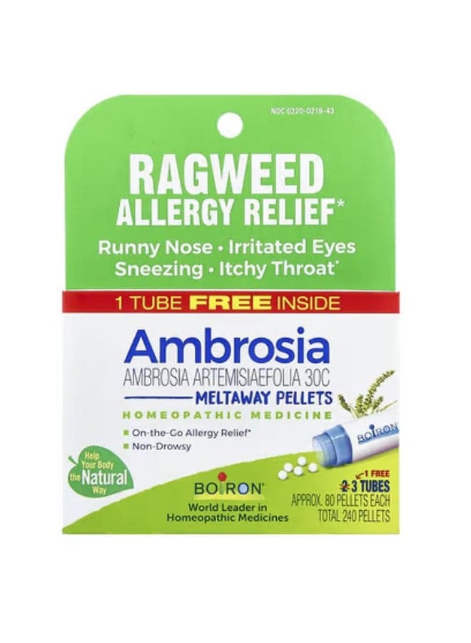 Boiron, Ambrosia, Meltaway Pellets, 30C, 3 Tubes, 80 Pellets Each