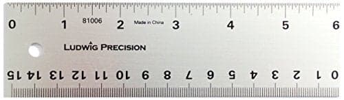 Ludwig Precision Aluminum Straight Edge Ruler, 6-INCH, Silver