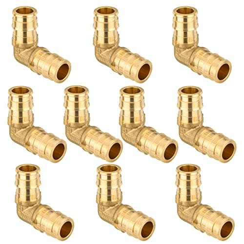 GUOFIS 10 Pack PEX A Expansion 90 Elbow12 Inch F1960 Brass Pex A Full Flow Expansion Fittings12x 12 Elbow for PEX A Pipe Tubing ConnectionPEX1960033