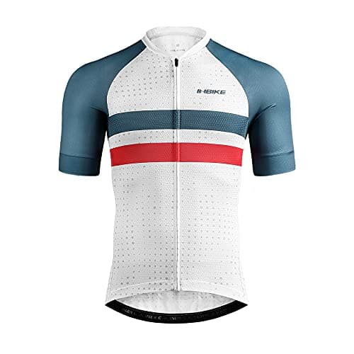 INBIKE Mens Cycling Jersey 3 Rear Pockets Moisture Wicking Short Sleeve Quick Dry Reflective Biking Shirts Large