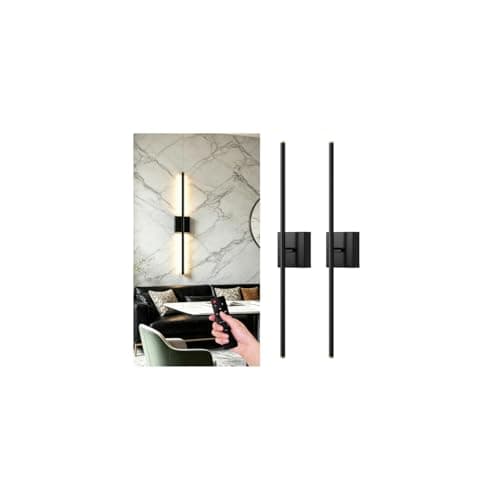 ZZXX 28 Inch Hardwire Wall Sconce Set of 2, 2700K-6500K Wall Lights with Remote Control, 350° Rotate LED Bathroom Wall Lamp Dimmable for Living Room Bedroom Bedside Light Fixtures