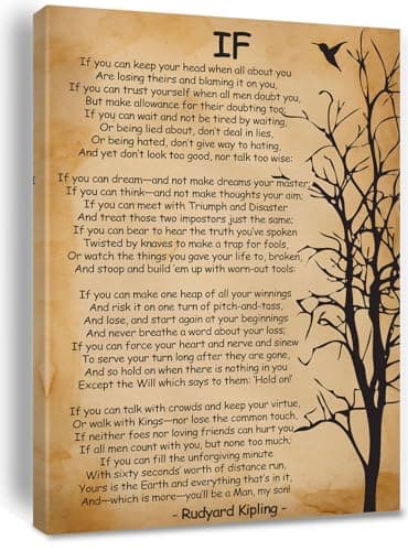 If Kipling Poem Wall Art Rudyard Kipling Inspirational Poster Canvas Wall Art For Home Office Decor Framed 8 12 inch
