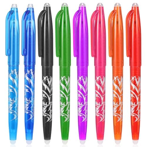 Hpmjz 8pcs Heat Erasable Pens for Fabric Fabric Marking Pens Fabrics Markers No Ghost Lines Disappearing Ink for Precise Marking for Quilting Sewing Embroidery DIY Dressmaking Fabrics Tailors Chalk