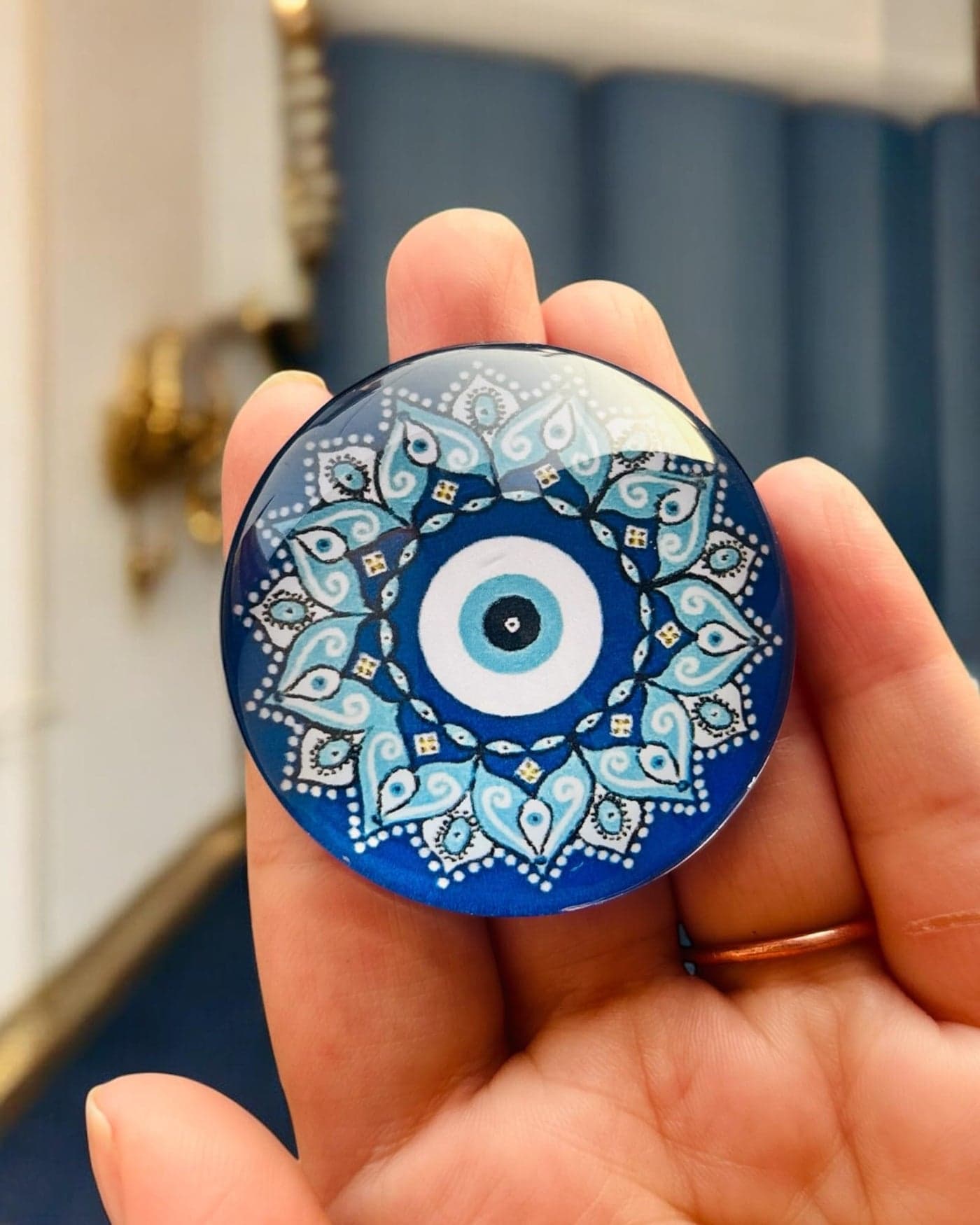 WARMINGO DE Evil Eye Fridge Magnet for Home Office or Main Door | Decorative Turkish Evil Eye | Bad Energy Protector | Home Decor (Design D)