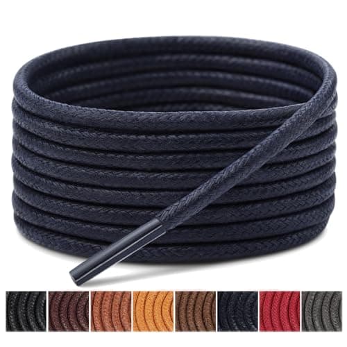 Handshop 3 Pairs Dress Shoe Laces for Men, Replacement Shoelaces for Dress Shoes, Waxed Round Shoe Strings for Women’s Oxford Shoes and Chukka(Navy Blue, 27.4")