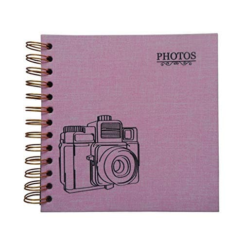 Enyuwlcm Linen Hardcover Small Scrapbook with Black Pages 4 x 6 Handmade Photo Album DIY Album Book Suitable for School Kids Girl 40 Pages Pink
