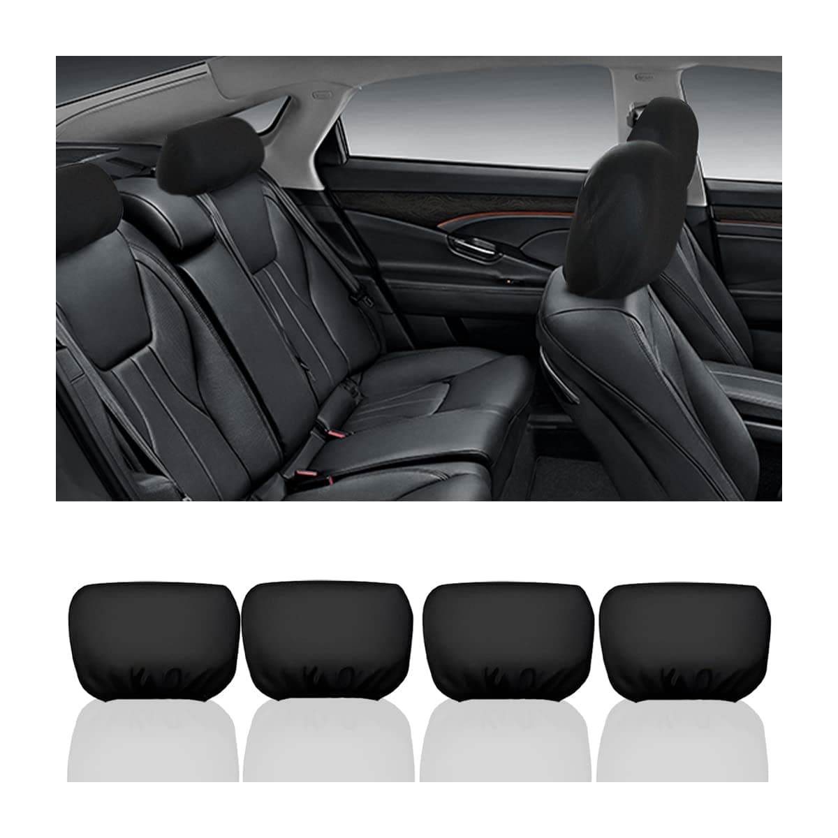 4PCS Car Headrest Covers Soft Breathable Car Seat Head Rest Protector Automotive Accessories for Van SUV Truck All Car Models