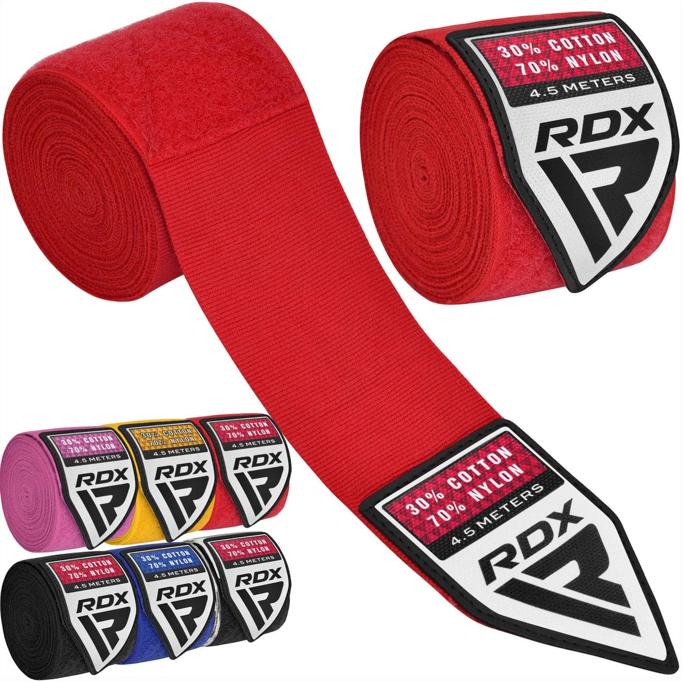 RDX Boxing Hand Wraps Inner Gloves, 4.5m 180 Inches Elasticated Thumb Loop Bandages, Under Mitts Wrist Hand Protection Muay Thai MMA Kickboxing Martial Arts Punching Bag Speed Ball Training Men Women