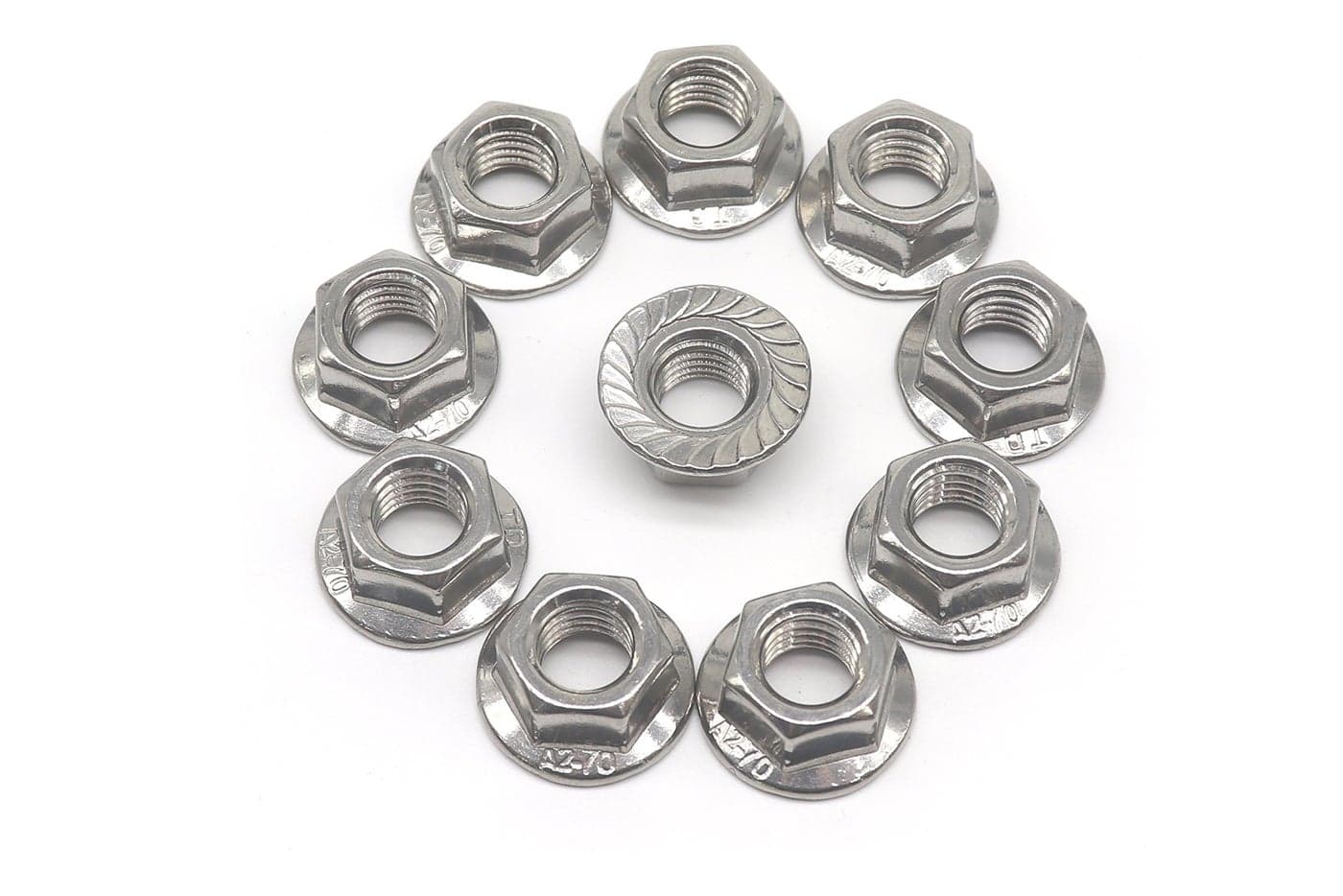 M10 x 1.5mm Flange Nuts, binifiMux Diameter 10Pcs Serrated Hex Flange Lock Nuts 304 Stainless Steel