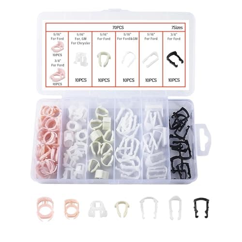 Tioollev 70PCS Car Fuel Line Clips7 Size Nylon Fuel Line Repair Kit Replacement 38 516 Fuel Line ClampDurable Fuel Hose Retainer Clips Compatible with Ford GM Chrysler 70PCS