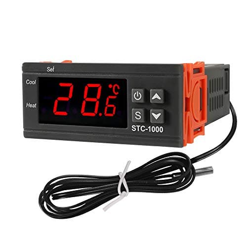 Dorhea Digital LCD Temperature Controller 10A DC 24V Thermostat STC-1000 1m NTC Sensor Thermostat Regulator Heater Cooler 2 Relay Output(24V)