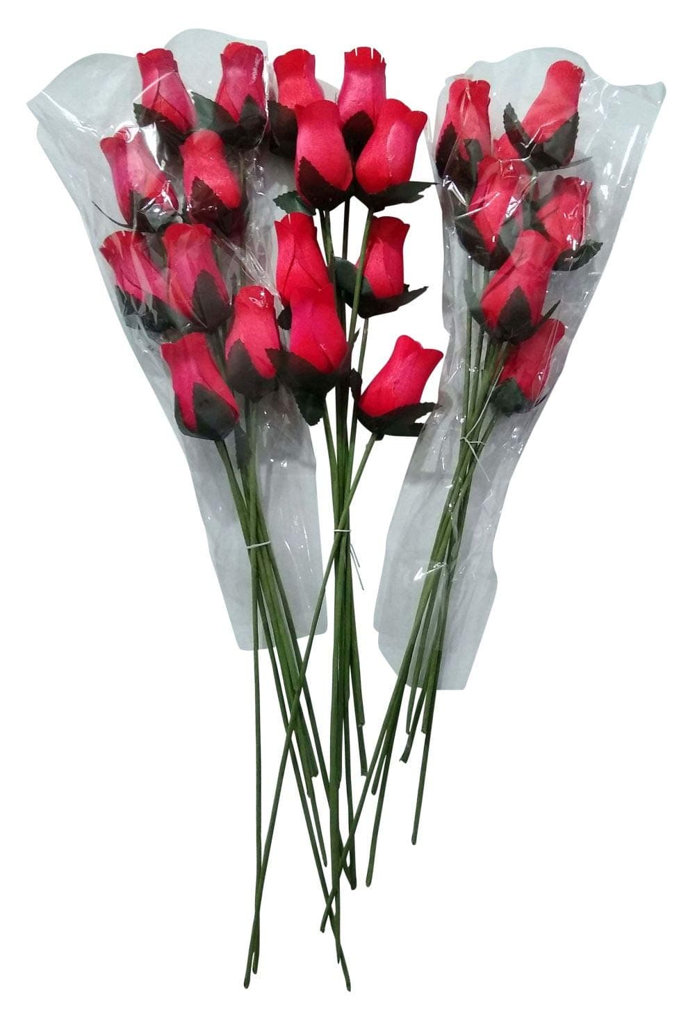 24 Realistic Small Bud Wooden Red Roses RED 1