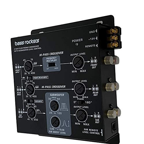 Bass Rockers BRX3.1 3 Way Car Audio Stereo Electronic Crossover with Bass Enhancer 9V Out Put 6 Channel Bass Knob Included for Car RV Motor Home Bike Boat Harley UTV ATV AMP CD Player Amplifier