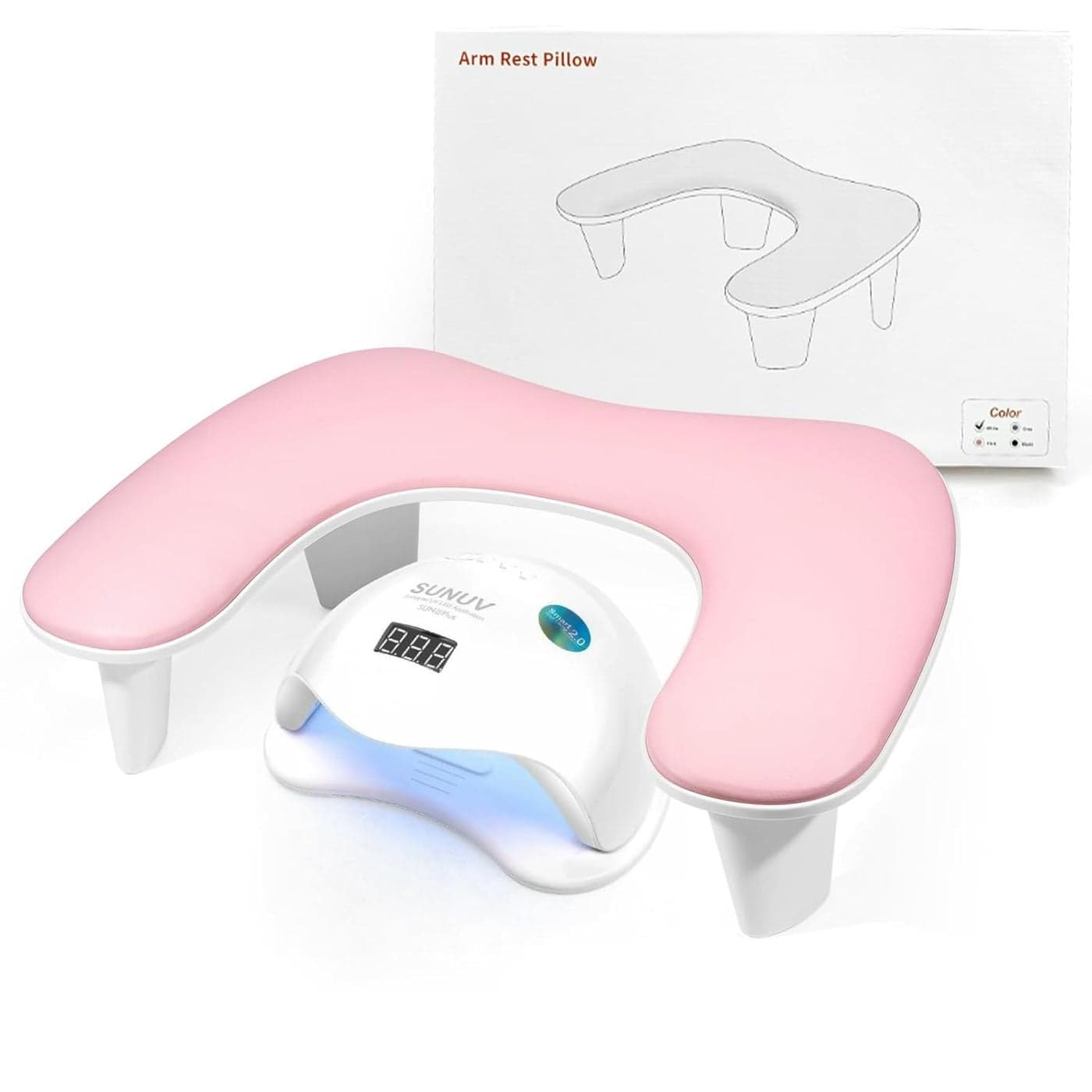 Arm Rest for Nails Tech Ushaped Manicure Nail Hand Rest Pillow Cushion Big Microfiber Leather Nail Arm Rest Stand for Acrylic Nail Art Tech Pink