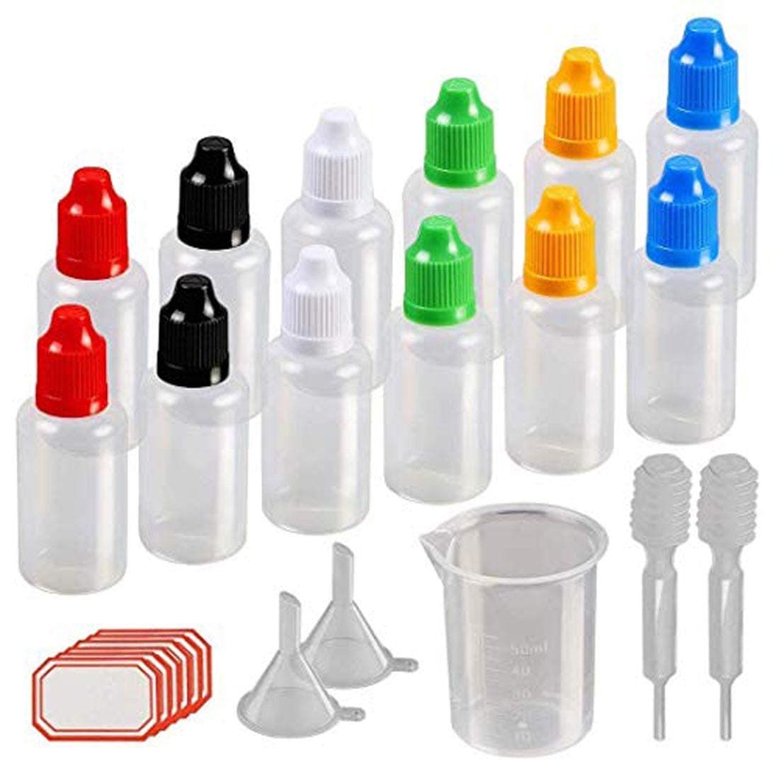 DIY Crafts Design No 4 Pack Of 24 Pcs 10ml Plastic Squeezable Liquid Bottle with Childproof Cap Thin Tip Funnel Measu Design No 4 Pack Of 24 Pcs
