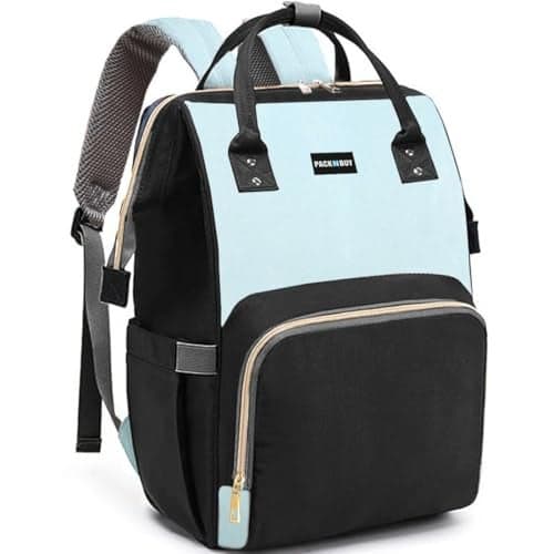 PACKNBUY Baby Diaper Bag Backpack for Travel, Large Maternity Hospital Bag with Multiple Pockets, Water Resistant Mother Bag with Insulated Bottle Pockets for Newborn Baby Essentials (Pink Grey)