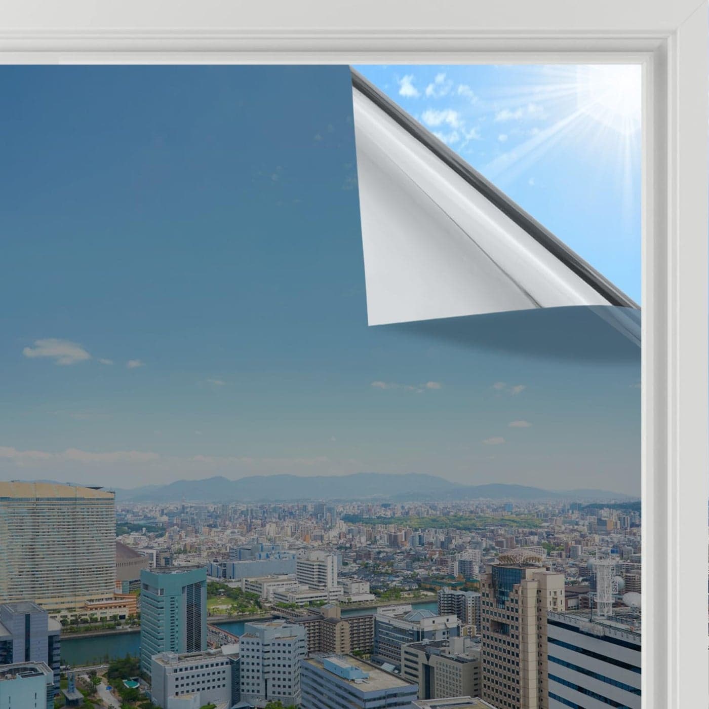 rabbitgoo Heat Reflective Window Film Privacy Film for Glass Windows One Way Mirror Tint Sticker Sun Blocker UV Glass Sticker Mirror Heat Reflector Thermal Solar Vinyl Silver 445x200cm