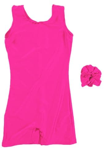 speerise High Stretch Gymnastics Leotards for Girls with Hair Scrunchie, Unitard Kids Short Tank Biketard Dance Costumes Gymnastics Outfit Ballet
