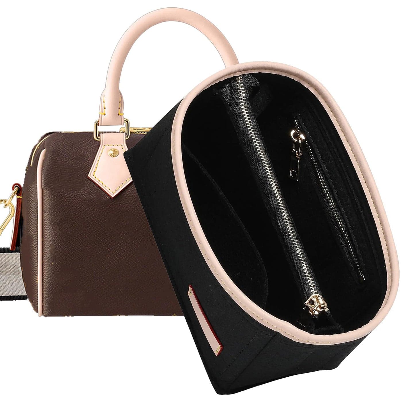 Doxo Purse Organizer Insert Bag Organizer for Tote Handbags Bag in Bag Perfect for LV Speedy 20 Alma BB Petit Noe and MoreBlackSmall