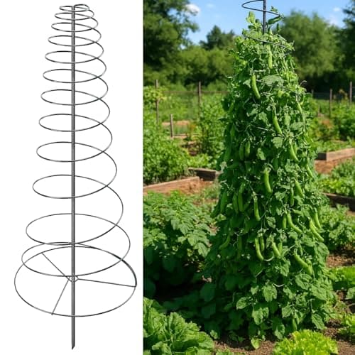 Spiral Frame Trellis for Climbing Plants Outdoor 72 Tall Heavy Duty Metal Garden Plant Tower Support with AntiTip Center Polefor Pole BeanBerryCucumberSweet PeasClematisPotted PlantsVines