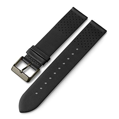 Timex 20mm Genuine Leather Quick-Release Strap – Black with Bronze-Tone Buckle (TW7C64900)