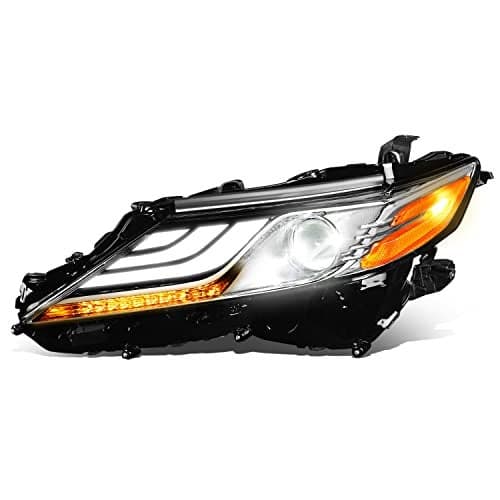 DNA Motoring OEM-HL-0106-L Chrome Housing Factory Style Driver Side Projector Headlight Replacement For 15-17 Camry