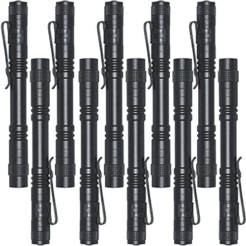 Beieverluck 10 Pack Small Mini Flashlights, Pocket Flashlight Penlight with Clip, Tactical Pen Light for Camping Outdoor Emergency Inspection Fathers Gifts for Dad Husband
