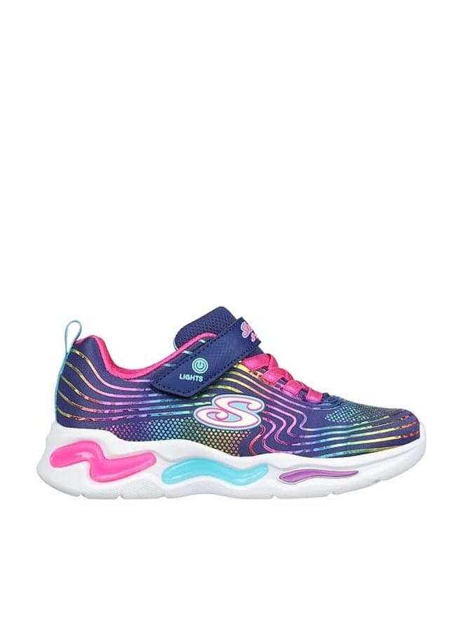 Skechers Kids Wavy Beams Sneaker, Navy/Multi, 13.5 US Unisex Little Kid