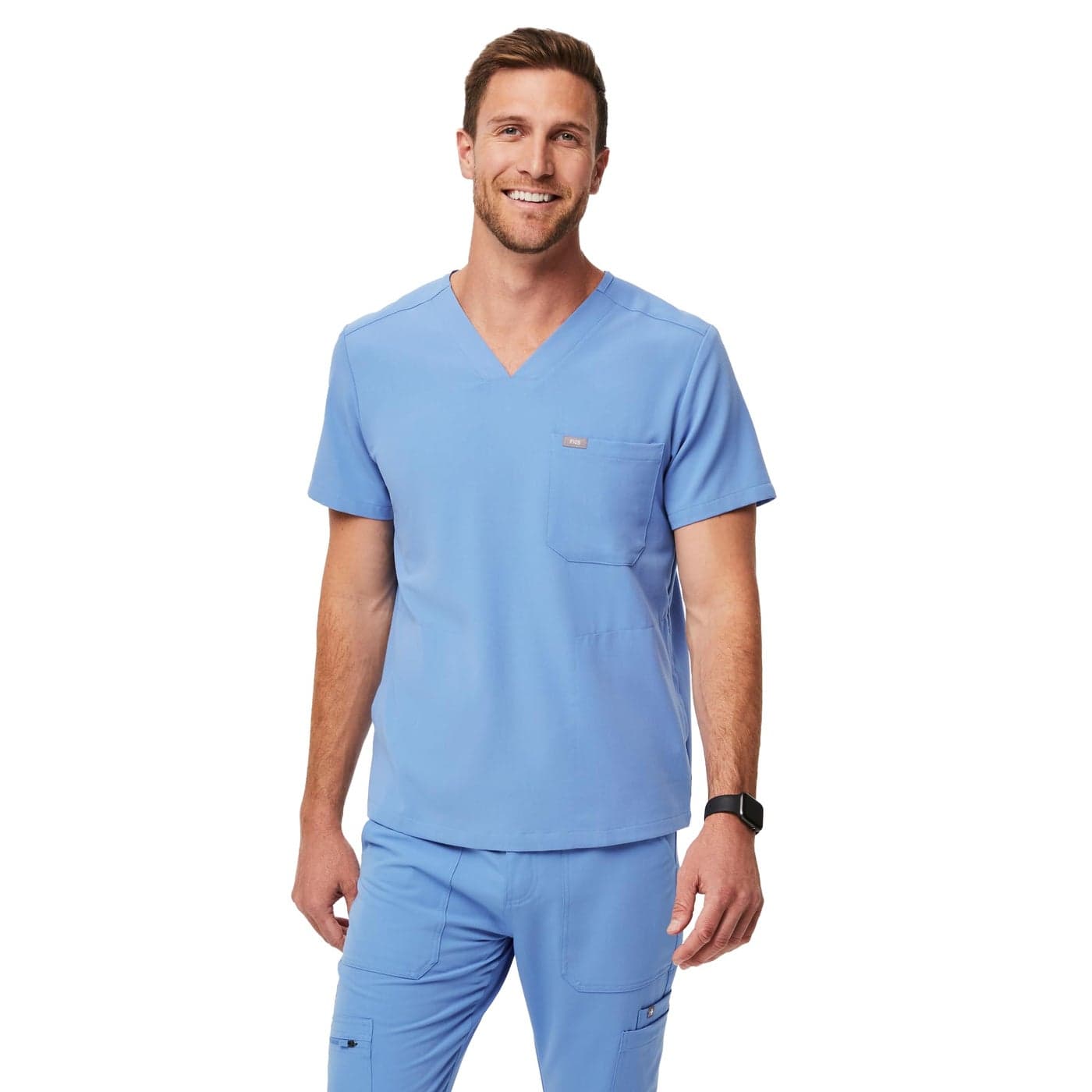 FIGS Chisec ThreePocket Scrub Top for Men Ceil Blue 2XL