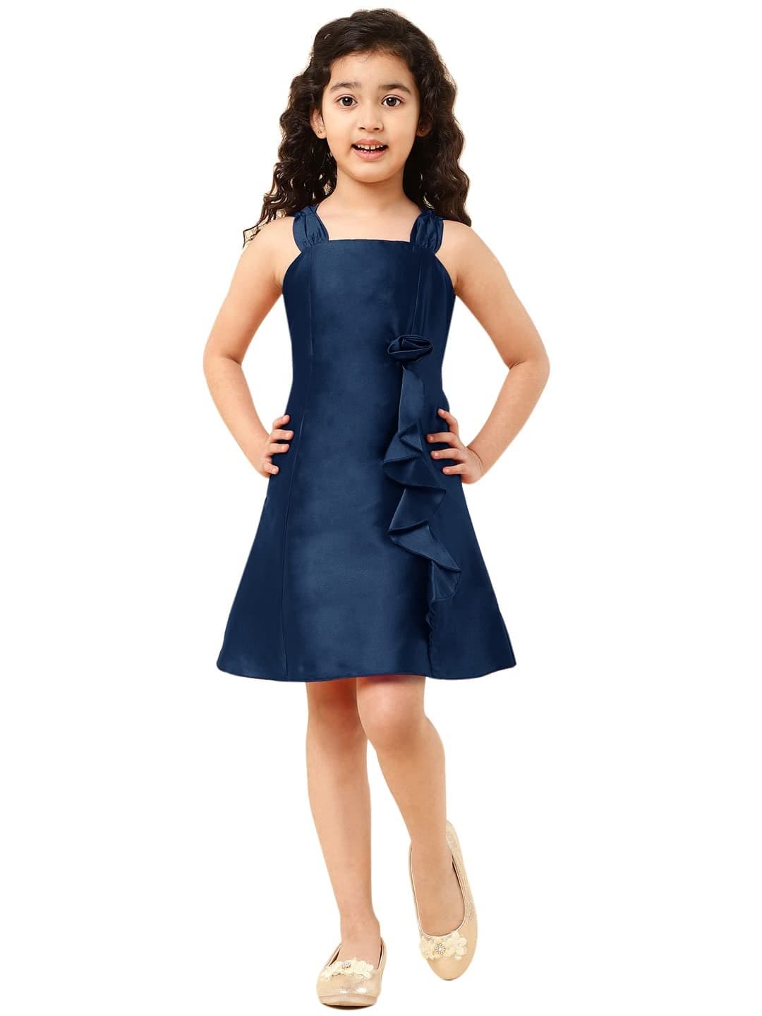 A.T.U.N. (ALL THINGS UBER NICE) Polyester Fit and Flare Special Occasion Dress (GDRS JES_Navy_11-12 Years)