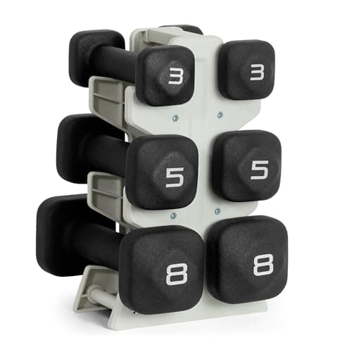 Tone Fitness 32 LB Neoprene Dumbbell Set with Storage Rack – Non-Slip, Anti-Roll Hand Weights for Home Gym Workouts - Black