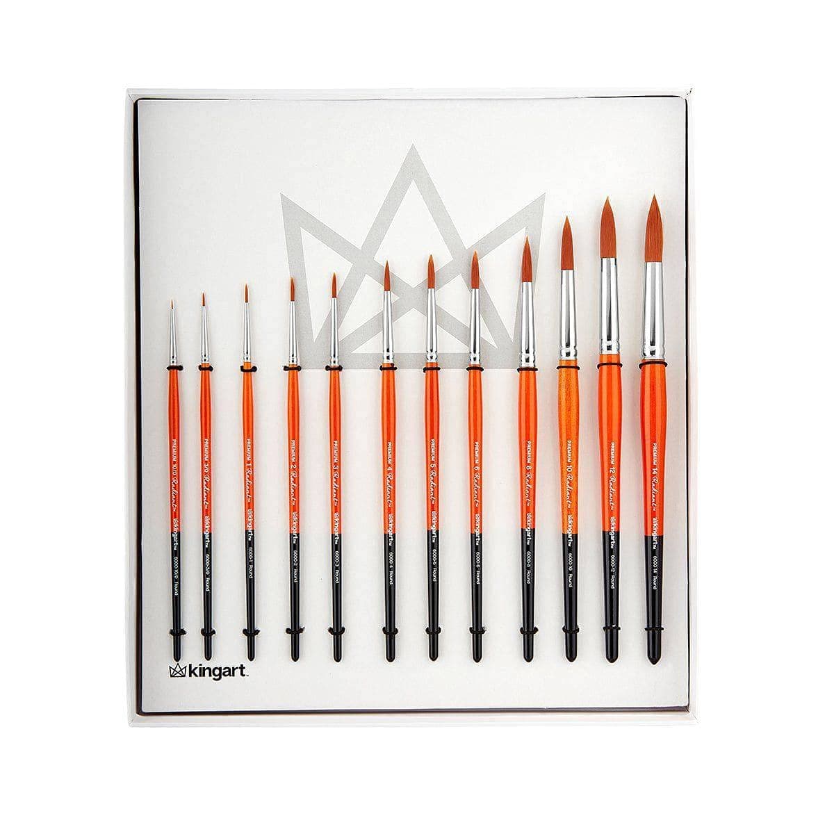 KINGART 1080D Premium Radiant Series Golden Synthetic Brushes, Set of 12, for Acrylic, Oil and Watercolor, Gift Box