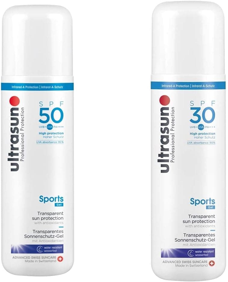 ultrasun Very High SPF 50 Sunscreen Sun Protection Sports Gel 200 ml Sports SPF 30 Transparent Sun Protection Gel 200 ml