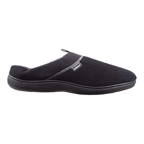 Isotoner Men's Classic Microterry Slippers - Cooling Gel-Infused Memory Foam, Indoor/Outdoor Soles, Machine Washable, Microterry Black, 13-14