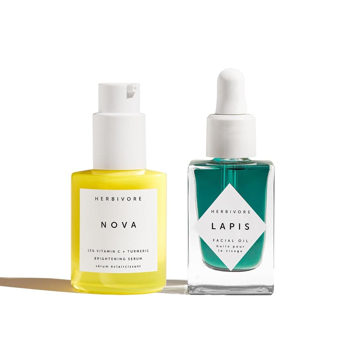 HERBIVORE Clearly Bright Regimen | Nova 15% Vitamin C Brightening Serum + Lapis Blue Tansy Skin Balancing Face Oil