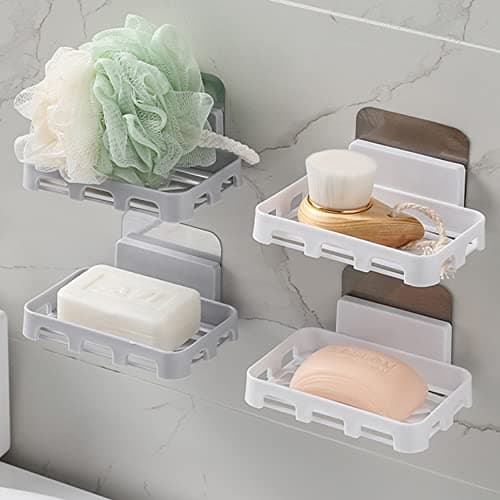 soap Holder for Bathroom, soap case, ChillyFit 4 Pack Bathroom Accessories Sink Caddy Organizer, Bathroom Shelf and Bathroom Cabinet, Bathroom Rack, Kitchen Gadgets Latest 2023