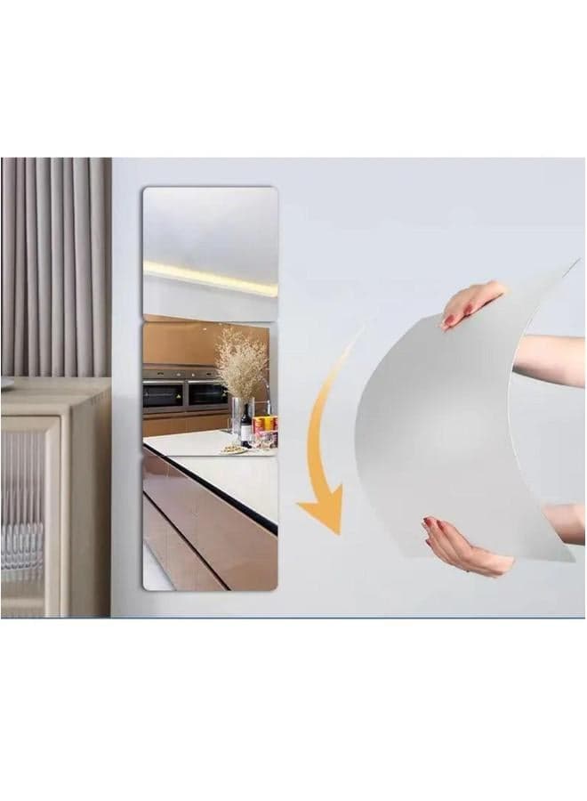4pcs Wall Self-adhesive Full-body Mirror Dressing Bedroom Wardrobe Door Sticker Home Essential 30X30