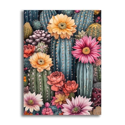 VAIIEYO 5D DIY Diamond Art Kits for Adults Cactus Diamond Painting Flowers Diamond Art Full Drill Round Rhinestone Craft Canvas for Home Wall Decor Gift 12x16 inch1