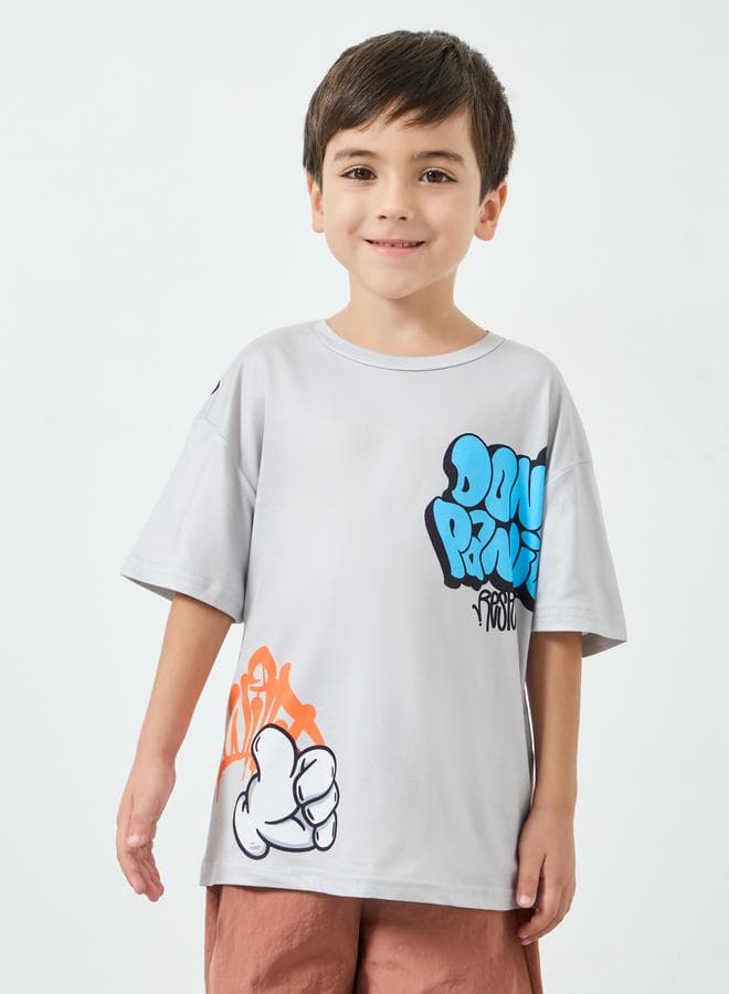 Boys Graffiti Placement Print Oversized T-Shirt