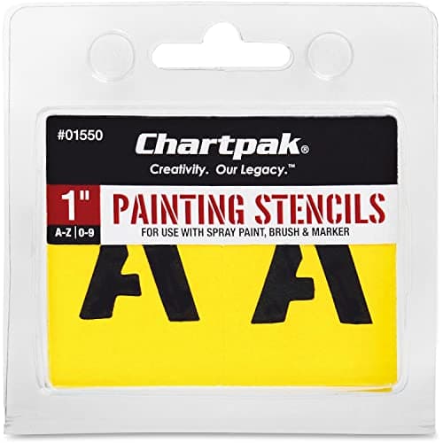 Chartpak 1550 Painting Stencils Number/Letter, 1 Inch, Yellow 35 per Set