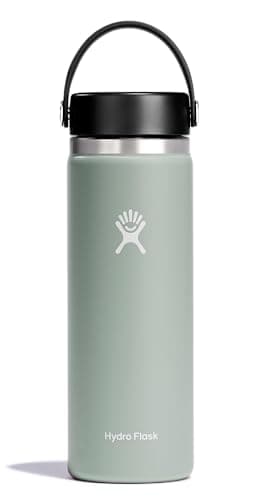 Hydro Flask Water Bottle Insulated Stainless Steel Wide Mouth Flex Lid Non Spill Leakproof and Refillable in 20 Oz Agave