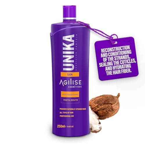 Agilise Unika Brazilian Keratin Hair Treatment Straightening Professional Straightener – Brazilian Blowout Cream with Batana Oil – alisado brasileño keratina permanente – Keratina para Alisar el Pelo
