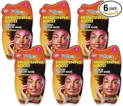 7th Heaven Brightening Boost Peel Off Face Masks Pack of 6 Vitamin C Face Masks Peel Off Vegan Facial Packs for Women Cruelty Free Pamper Gifts for Women Genuine 7th Heaven Skincare