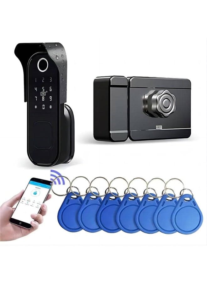 Smart Fingerprint Door Lock,IPX5 Weatherproof Garden Door Lock,5-in-1 Access,Full Control in The TTLock App,Auto-Lock Bluetooth, Black