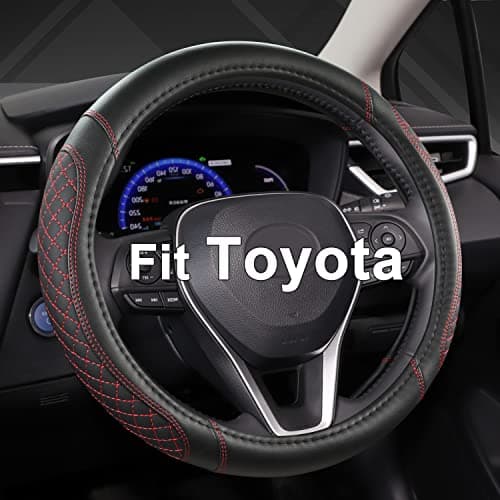 West Llama Customized Auto Car Steering Wheel Cover for Toyota Rav4 Corolla Camry HighlanderDiamond QuiltedBlackRedStandard Size
